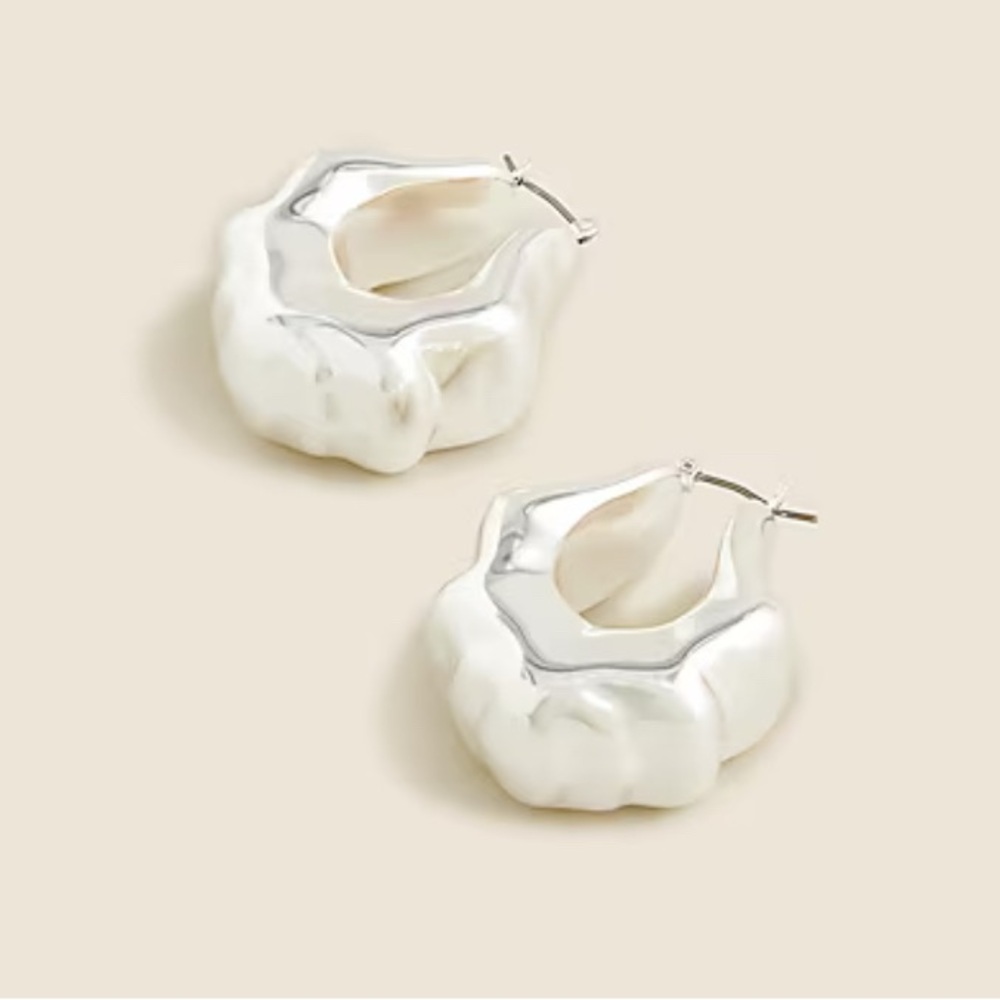 JCREW Lightweight silver sculpted hoop earrings